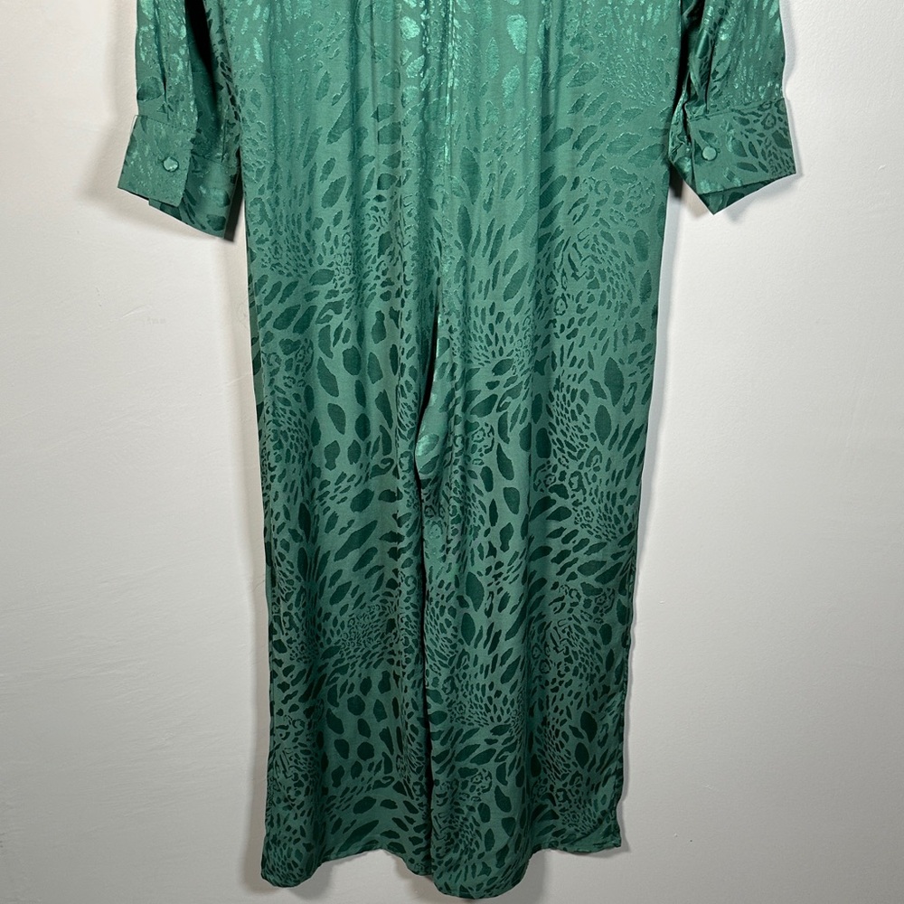 Topshop Emerald Green Statement Wide-Leg Jumpsuit – Tie Neck – Size 6 - Picture 11 of 15